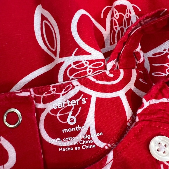 Carter’s Red & White Floral AOP Bubble Romper Summer 6M Baby Girl - Picture 4 of 4